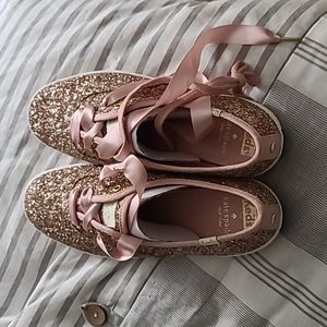 Kate Spade Keds rose gold glitter sneakers